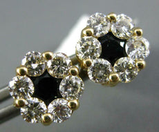 LARGE 1.98CT DIAMOND & AAA SAPPHIRE 14K YELLOW GOLD CLUSTER FLOWER EARRINGS 3059