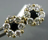 LARGE 1.98CT DIAMOND & AAA SAPPHIRE 14K YELLOW GOLD CLUSTER FLOWER EARRINGS 3059