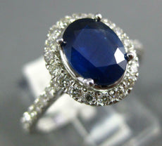 WIDE 1.90CT DIAMOND & AAA SAPPHIRE 14KT WHITE GOLD 3D OVAL HALO ENGAGEMENT RING