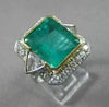 ANTIQUE EXTRA LARGE 10.40CT DIAMOND & AAA COLOMBIAN EMERALD 18KT W&Y GOLD RING