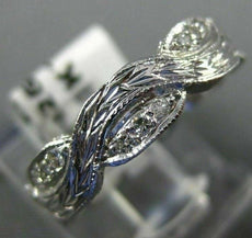 ANTIQUE WIDE .26CT DIAMOND 18KT WHITE GOLD INFINITY FILIGREE ETERNITY RING #9252