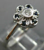 ESTATE .20CT DIAMOND & AAA SAPPHIRE 14KT WHITE GOLD CLASSIC FILIGREE FLOWER RING