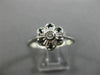 ESTATE .20CT DIAMOND & AAA SAPPHIRE 14KT WHITE GOLD CLASSIC FILIGREE FLOWER RING