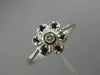 ESTATE .20CT DIAMOND & AAA SAPPHIRE 14KT WHITE GOLD CLASSIC FILIGREE FLOWER RING