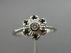 ESTATE .20CT DIAMOND & AAA SAPPHIRE 14KT WHITE GOLD CLASSIC FILIGREE FLOWER RING