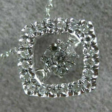 ESTATE .10CT DIAMOND 14KT WHITE GOLD 3D CLUSTER SQUARE DANCING DIAMOND PENDANT