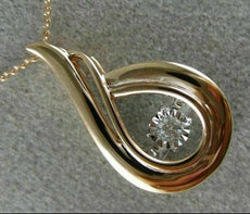 ESTATE .03CT DIAMOND 14K WHITE & ROSE GOLD 3D CLUSTER TEAR DROP FILIGREE PENDANT