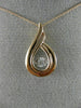 ESTATE .03CT DIAMOND 14K WHITE & ROSE GOLD 3D CLUSTER TEAR DROP FILIGREE PENDANT