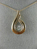 ESTATE .03CT DIAMOND 14K WHITE & ROSE GOLD 3D CLUSTER TEAR DROP FILIGREE PENDANT