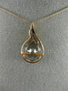 ESTATE .03CT DIAMOND 14K WHITE & ROSE GOLD 3D CLUSTER TEAR DROP FILIGREE PENDANT