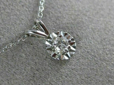 ANTIQUE .07CT OLD MINE DIAMOND 14K WHITE GOLD 3D CLASSIC SOLITARE PENDANT #21936