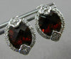 ESTATE LARGE 6.80CT DIAMOND & GARNET 14K WHITE GOLD FLOWER POST HANGING EARRINGS