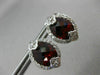 ESTATE LARGE 6.80CT DIAMOND & GARNET 14K WHITE GOLD FLOWER POST HANGING EARRINGS