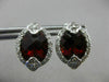 ESTATE LARGE 6.80CT DIAMOND & GARNET 14K WHITE GOLD FLOWER POST HANGING EARRINGS