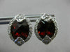 ESTATE LARGE 6.80CT DIAMOND & GARNET 14K WHITE GOLD FLOWER POST HANGING EARRINGS