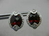 ESTATE LARGE 6.80CT DIAMOND & GARNET 14K WHITE GOLD FLOWER POST HANGING EARRINGS