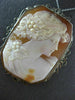 ANTIQUE LARGE 14KT WHITE GOLD FILIGREE LADY SHELL CAMEO PENDANT & BROOCH #20139