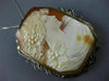 ANTIQUE LARGE 14KT WHITE GOLD FILIGREE LADY SHELL CAMEO PENDANT & BROOCH #20139