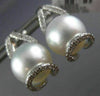 LARGE .40CT DIAMOND & AAA SOUTH SEA PEARL 18K WHITE GOLD TEAR DROP STUD EARRINGS