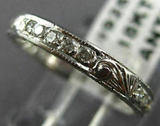 ANTIQUE .30CT ROUND DIAMOND 18K WHITE GOLD MILGRAIN FILIGREE ETERNITY RING #9256