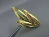 ANTIQUE LARGE 3.50CT AAA SAPPHIRE RUBY & EMERALD LEAF 18KT Y GOLD BROOCH #1883