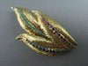 ANTIQUE LARGE 3.50CT AAA SAPPHIRE RUBY & EMERALD LEAF 18KT Y GOLD BROOCH #1883