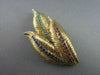 ANTIQUE LARGE 3.50CT AAA SAPPHIRE RUBY & EMERALD LEAF 18KT Y GOLD BROOCH #1883
