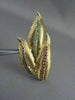ANTIQUE LARGE 3.50CT AAA SAPPHIRE RUBY & EMERALD LEAF 18KT Y GOLD BROOCH #1883