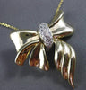 ANTIQUE LARGE .20CT DIAMOND 14K WHITE & YELLOW GOLD BOW TIE SLIDE PENDANT #22963