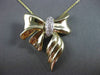 ANTIQUE LARGE .20CT DIAMOND 14K WHITE & YELLOW GOLD BOW TIE SLIDE PENDANT #22963