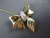ANTIQUE LARGE .20CT DIAMOND 14K WHITE & YELLOW GOLD BOW TIE SLIDE PENDANT #22963