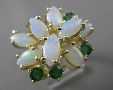 ANTIQUE LARGE 2.60CT AAA OPAL & EMERALD 14KT YELLOW GOLD CLUSTER RING #22660