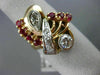 ANTIQUE LARGE 1.65CT OLD MINE DIAMOND & RUBY 14K ROSE & WHITE GOLD 3D RING #1967