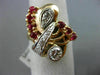 ANTIQUE LARGE 1.65CT OLD MINE DIAMOND & RUBY 14K ROSE & WHITE GOLD 3D RING #1967