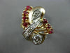 ANTIQUE LARGE 1.65CT OLD MINE DIAMOND & RUBY 14K ROSE & WHITE GOLD 3D RING #1967