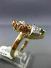 ANTIQUE LARGE 1.65CT OLD MINE DIAMOND & RUBY 14K ROSE & WHITE GOLD 3D RING #1967
