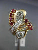 ANTIQUE LARGE 1.65CT OLD MINE DIAMOND & RUBY 14K ROSE & WHITE GOLD 3D RING #1967