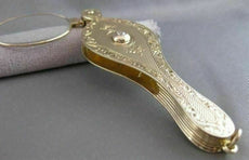 ANTIQUE .20CT OLD MINE DIAMOND 14KT Y GOLD FILIGREE LORGNETT OPERA GLASSES #2543