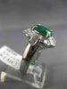 WIDE 3.18CT DIAMOND & EMERALD 18KT WHITE GOLD OVAL FLOWER ENGAGEMENT RING #2925