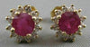 ANTIQUE 2.15CTW DIAMOND RUBY 14KT YLW GOLD ROUND CLUSTER PUSHBACK EARRINGS #1765