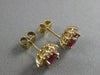 ANTIQUE 2.15CTW DIAMOND RUBY 14KT YLW GOLD ROUND CLUSTER PUSHBACK EARRINGS #1765
