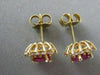 ANTIQUE 2.15CTW DIAMOND RUBY 14KT YLW GOLD ROUND CLUSTER PUSHBACK EARRINGS #1765