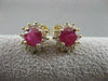 ANTIQUE 2.15CTW DIAMOND RUBY 14KT YLW GOLD ROUND CLUSTER PUSHBACK EARRINGS #1765