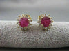 ANTIQUE 2.15CTW DIAMOND RUBY 14KT YLW GOLD ROUND CLUSTER PUSHBACK EARRINGS #1765