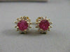 ANTIQUE 2.15CTW DIAMOND RUBY 14KT YLW GOLD ROUND CLUSTER PUSHBACK EARRINGS #1765
