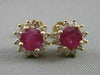 ANTIQUE 2.15CTW DIAMOND RUBY 14KT YLW GOLD ROUND CLUSTER PUSHBACK EARRINGS #1765