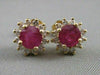 ANTIQUE 2.15CTW DIAMOND RUBY 14KT YLW GOLD ROUND CLUSTER PUSHBACK EARRINGS #1765