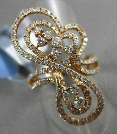 ANTIQUE MASSIVE 1.23CT DIAMOND 18KT ROSE GOLD 3D FLOATING MUSICAL NOTE FUN RING