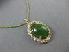 ANTIQUE LARGE 14KT YELLOW GOLD SOLITAIRE AAA OVAL JADE FILIGREE PENDANT #22662