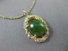 ANTIQUE LARGE 14KT YELLOW GOLD SOLITAIRE AAA OVAL JADE FILIGREE PENDANT #22662
